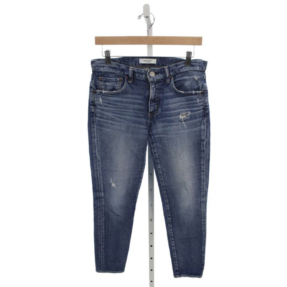 Moussy Womens Cropped High Rise Blue Cotton Blend Jeans Size 27